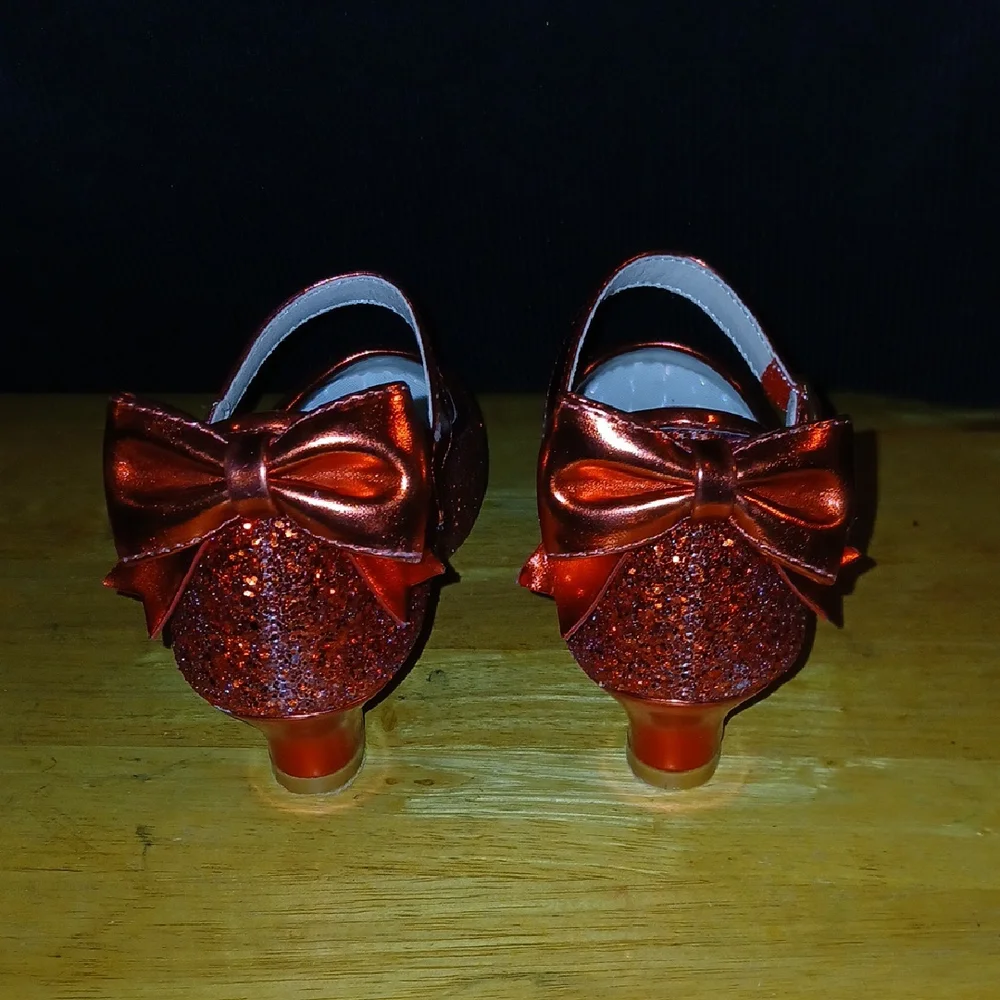 Dufannie Glittery Red Kids Shoes with Bow